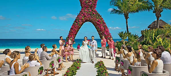 dreams riviera cancun destination wedding riviera maya mexico ocean gazebo ceremony beach couple