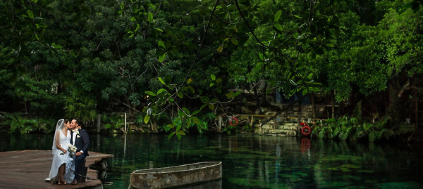 eco-friendly destination wedding resorts sandos caracol eco resort cenote venue couple