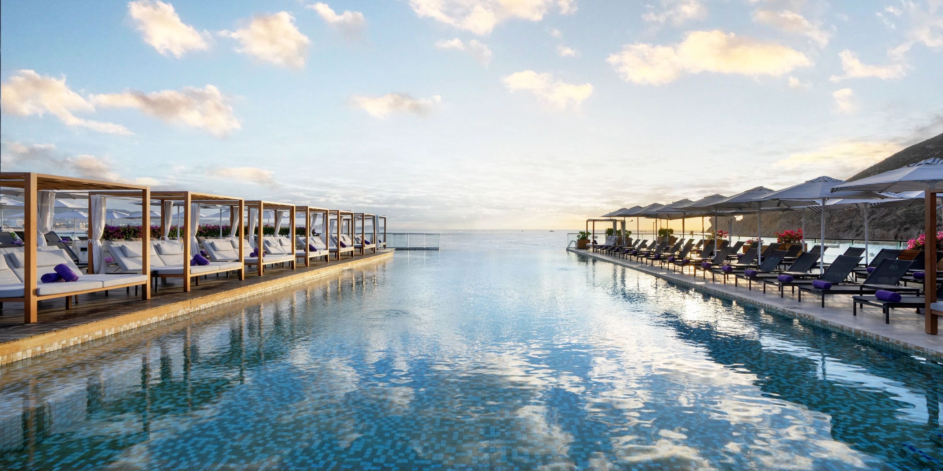 Infinity pool at Breathless Cabo San Lucas, ideal for a destination wedding, overlooks the ocean.