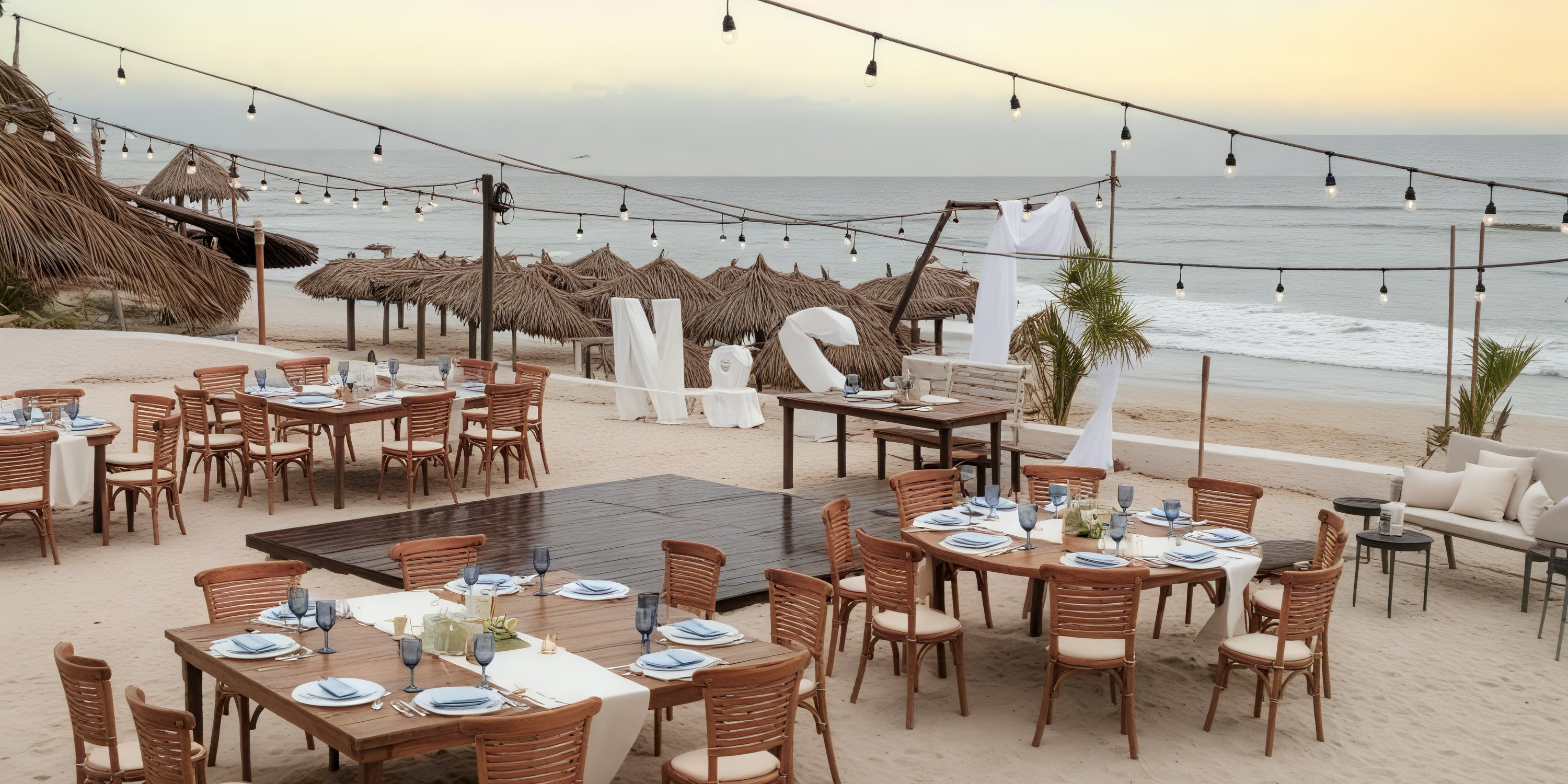Beachfront dining at Grand Palladium Vallarta, perfect for a destination wedding, with ocean views.