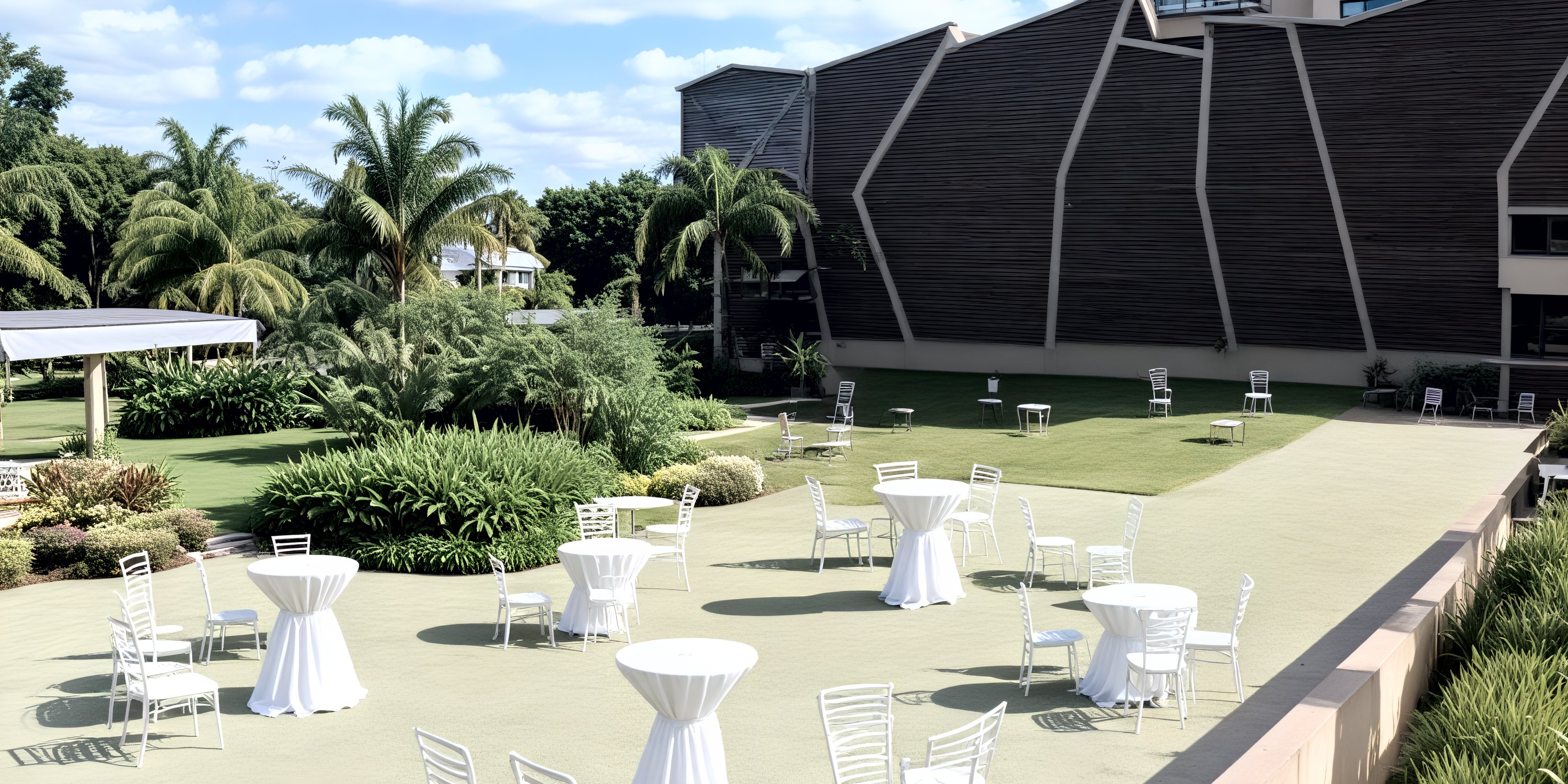 Royalton Riviera Cancun features outdoor lawn seating, perfect for destination wedding celebrations.