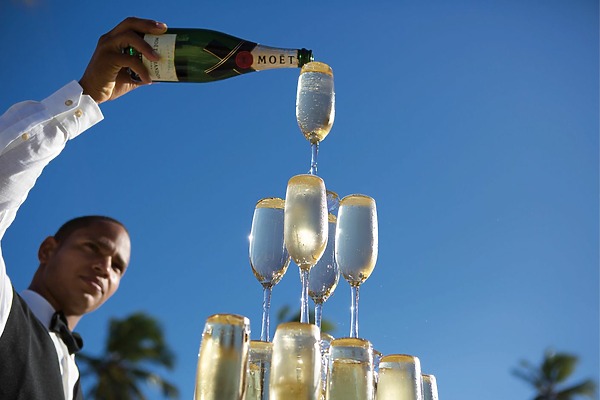 Champagne tower part of the Eat Drink Be Married wedding package at Breathless Punta Cana