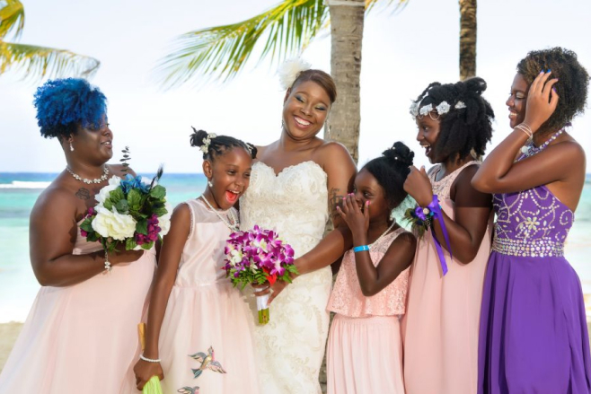 riu ocho rios destination wedding jamaica bridal party wedding photography bridesmaids bride maid of honor all-inclusive beach