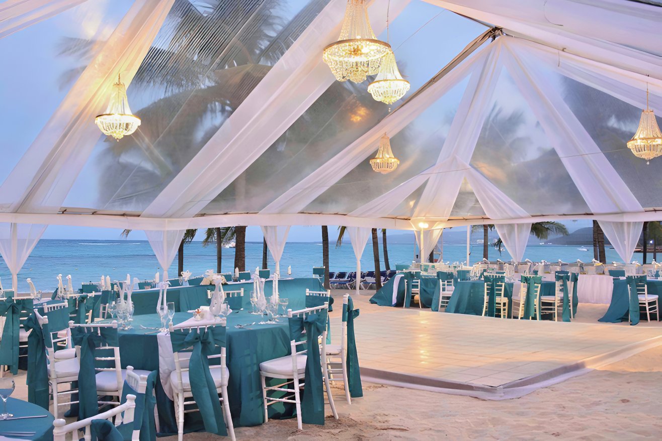 riu reggae destination wedding beach reception all-inclusive professional catering seating decor