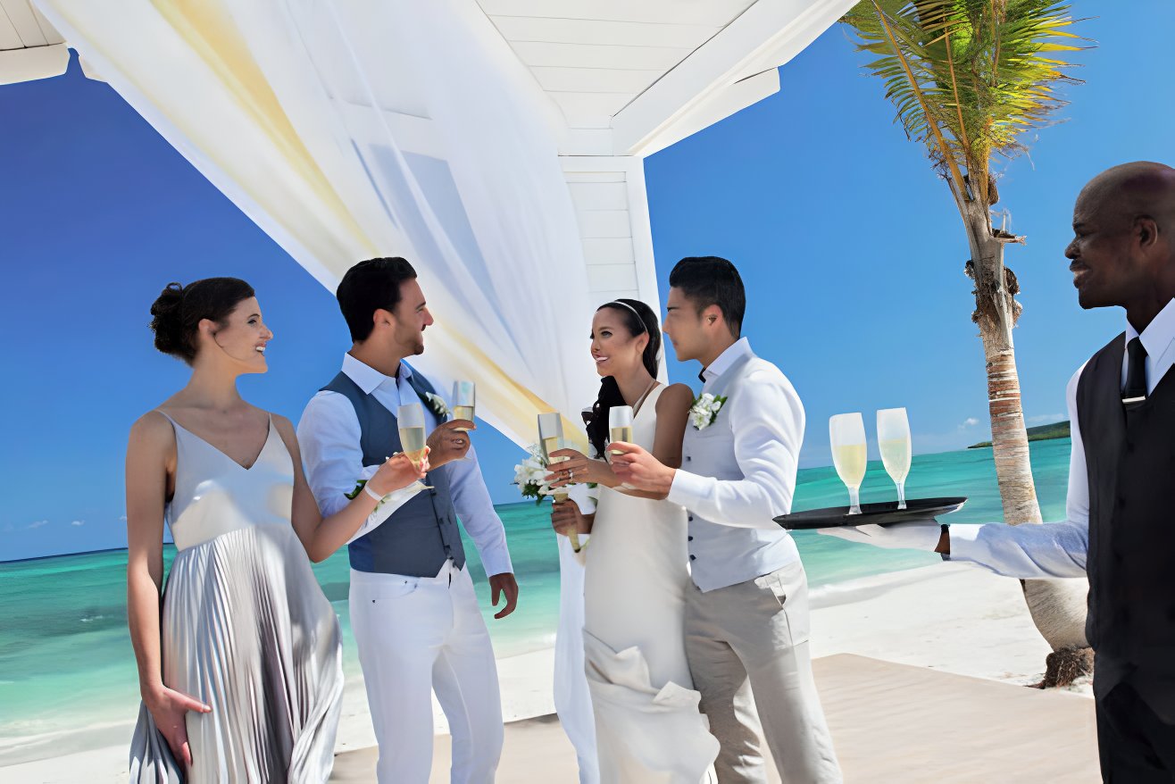 royalton blue waters montego bay destination wedding resorts jamaica cocktail hour bridal party