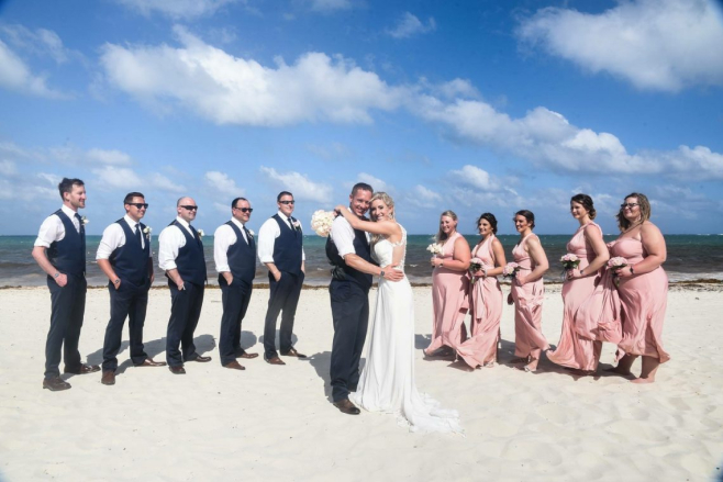 destination wedding royalton riviera cancun mexico all-inclusive beach bridal party