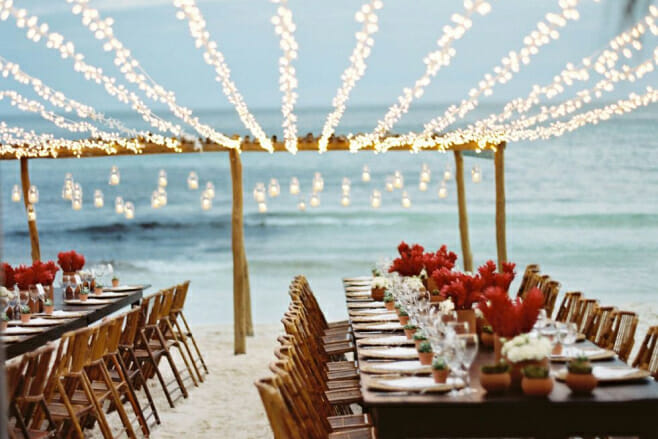 christmas wedding ideas to take to the beach destination weddings reception decor