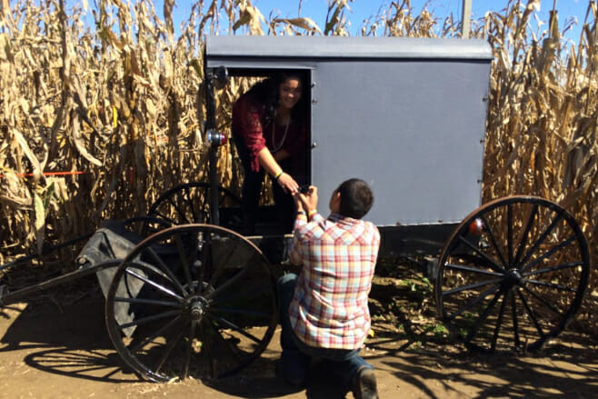 the best halloween wedding proposals destination weddings corn maze proposal engagement