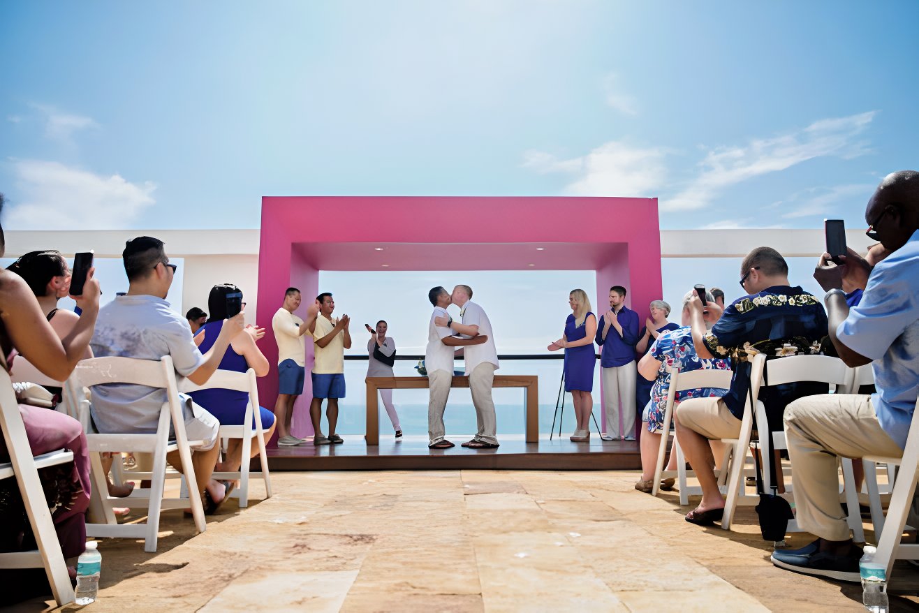 destify spotlight same-sex destination weddings hyatt ziva puerto vallarta mexico gazebo couple lgbtq