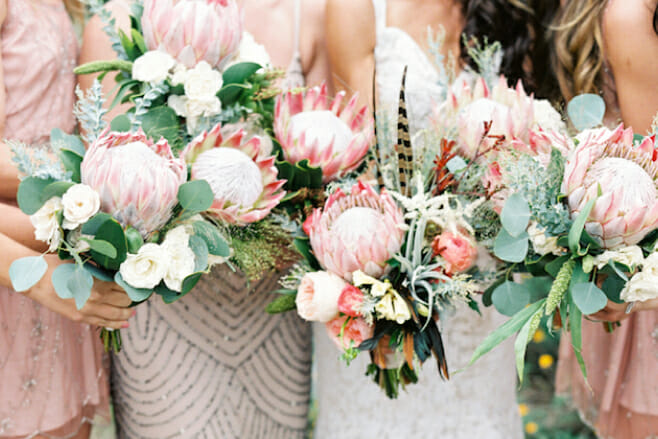 8 spring wedding bouquets that'll dazzle the beach aisle destination weddings king protea bouquet