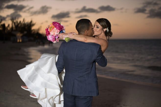 ways to cut costs on destination weddings montego bay beach couple jamaica