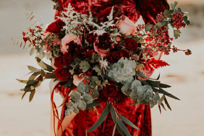 8 winter inspired destination wedding bouquets radiant red bouquet