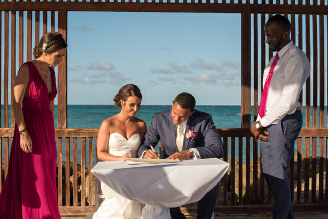 beach wedding party