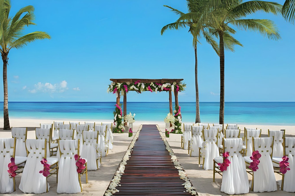 A beach ceremony venue at Secrets Akumal