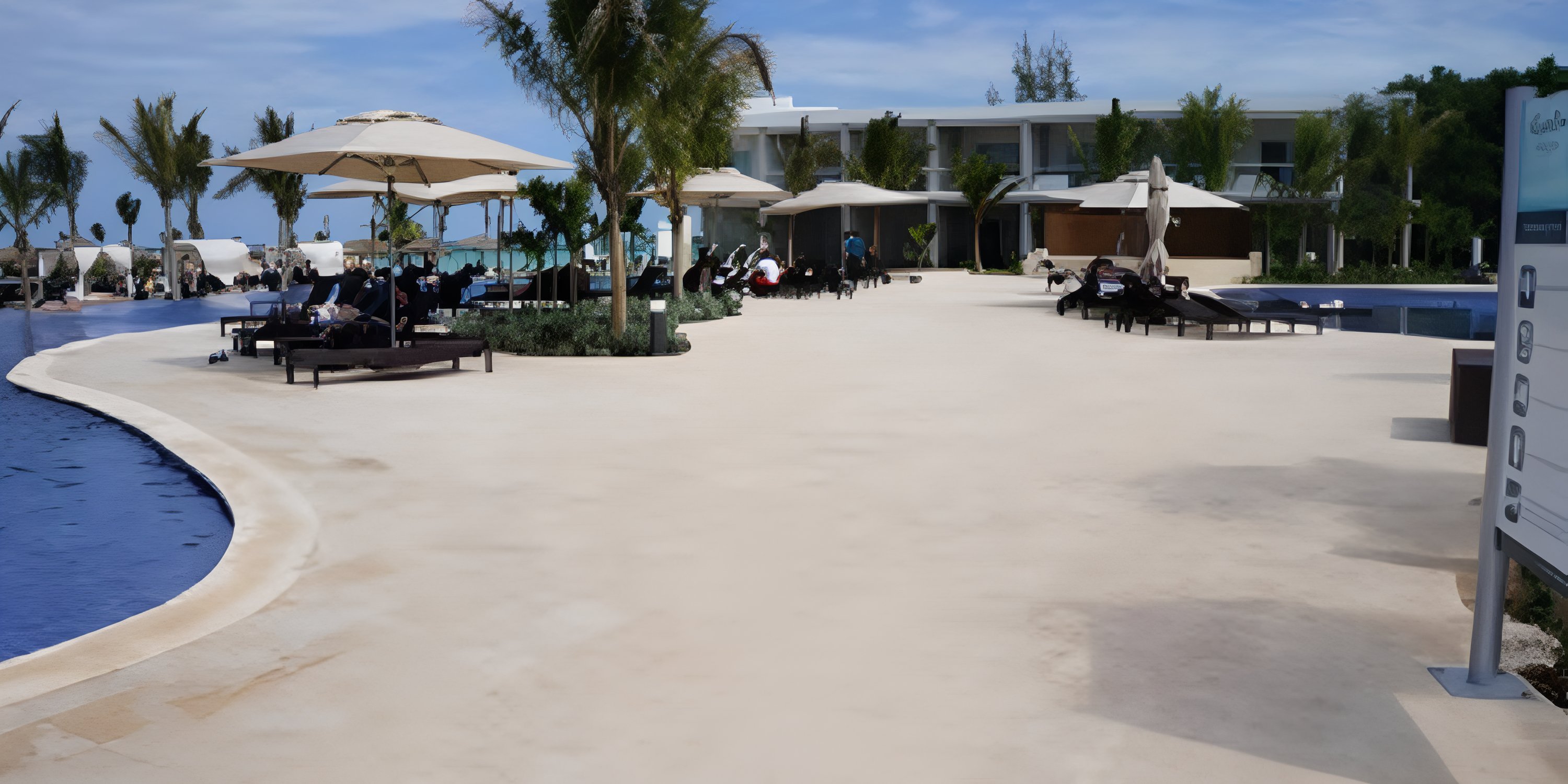 Hideaway at Royalton Blue Waters pool area, ideal for a destination wedding, with guests relaxing.