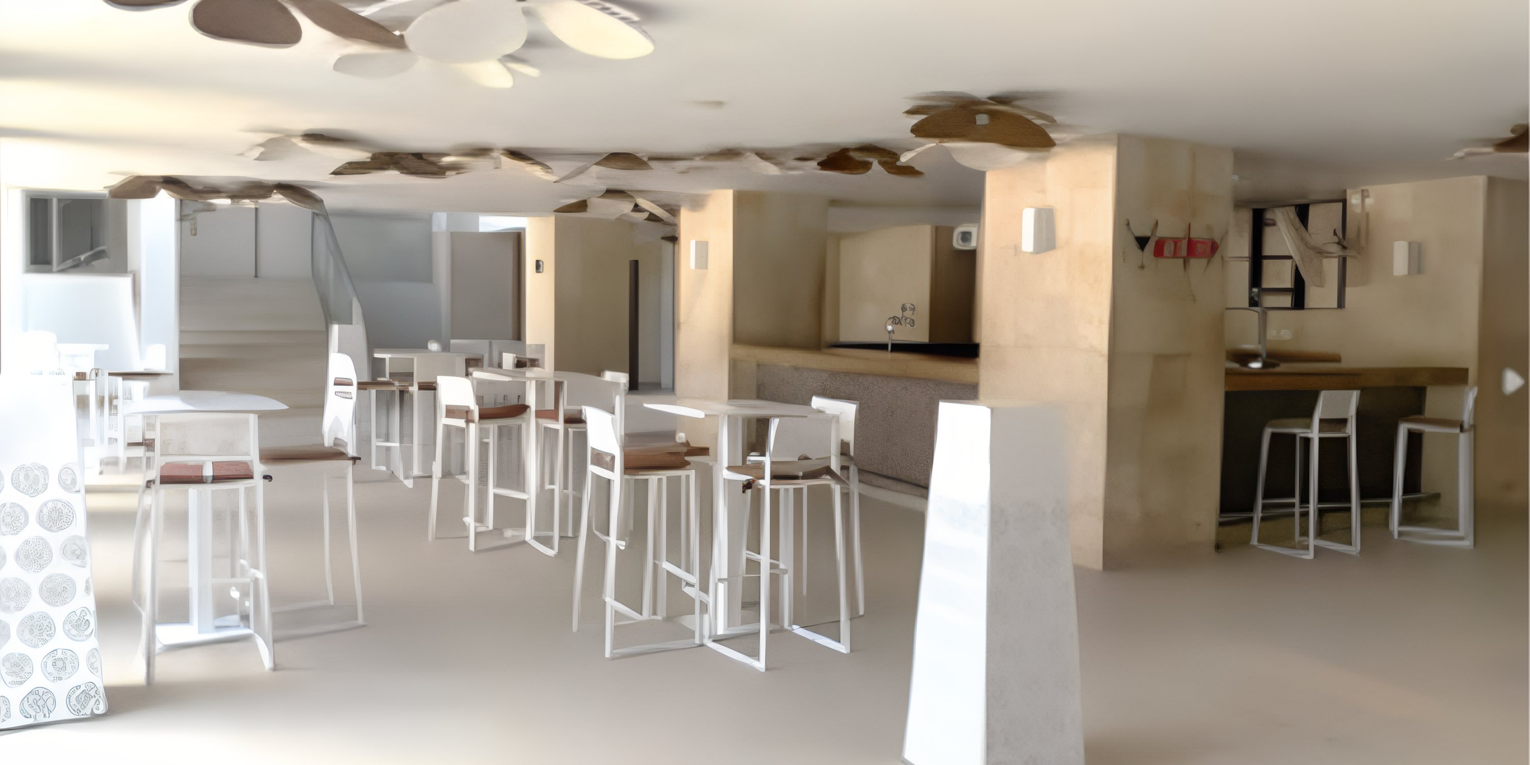 Elegant bar at Hideaway, perfect for destination weddings, with high tables, stools, and neutral decor.