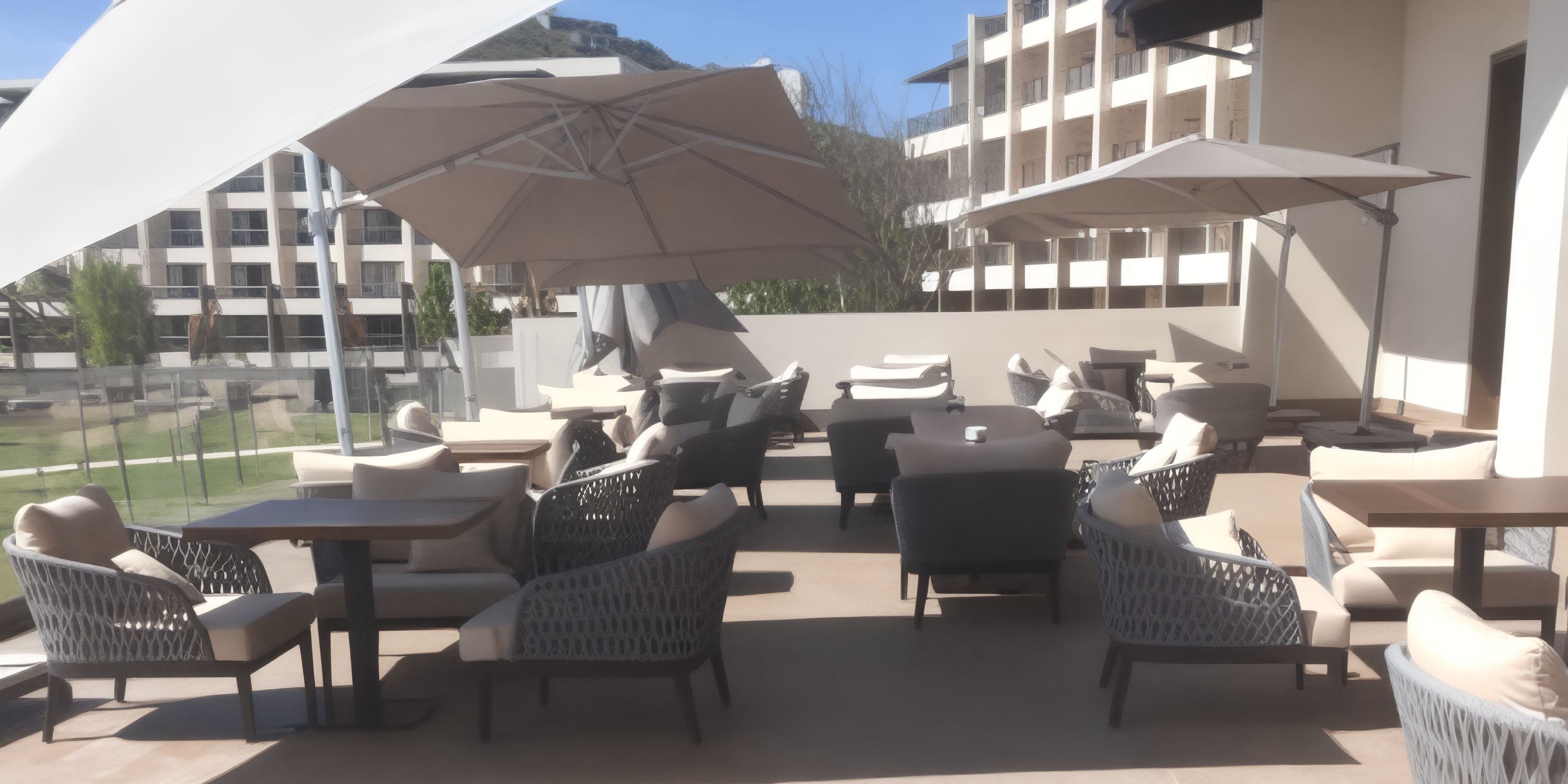 Sunny outdoor patio at Hideaway at Royalton St. Lucia, perfect for a destination wedding setup.