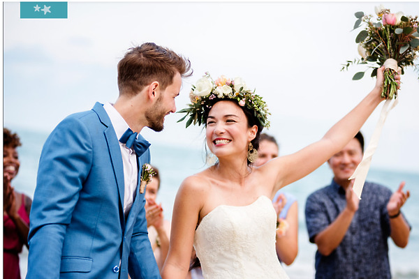 RIU Palace Riviera Maya RIU Classic Package beautiful newly married couple bride holds up her bouquet