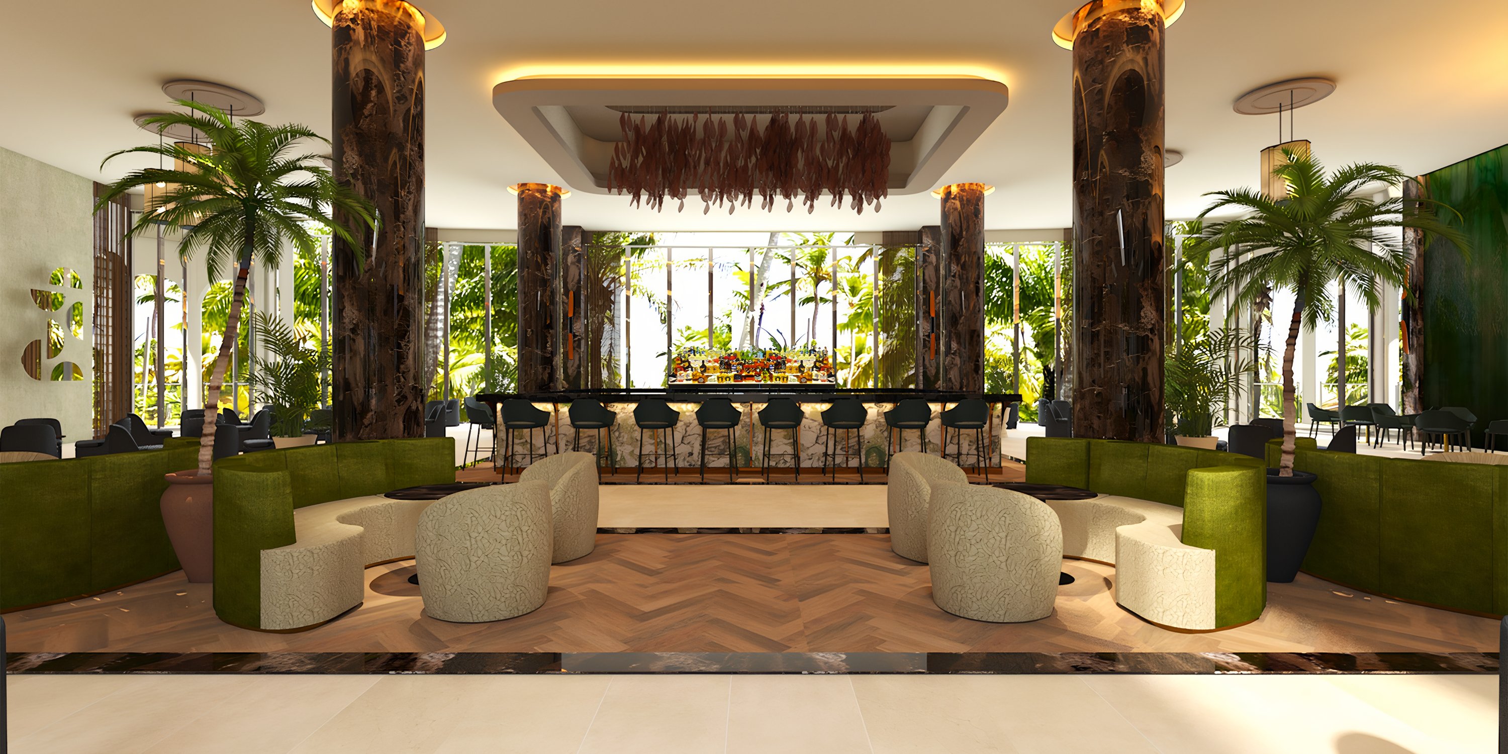 Hotel Riu Palace Costa Rica offers a modern lobby bar, perfect for destination wedding guests.