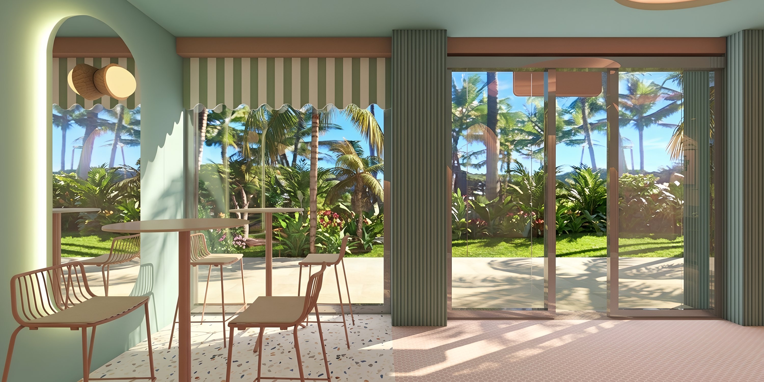 Modern sunroom at Hotel Riu Palace Costa Rica, perfect for a destination wedding, with garden views.