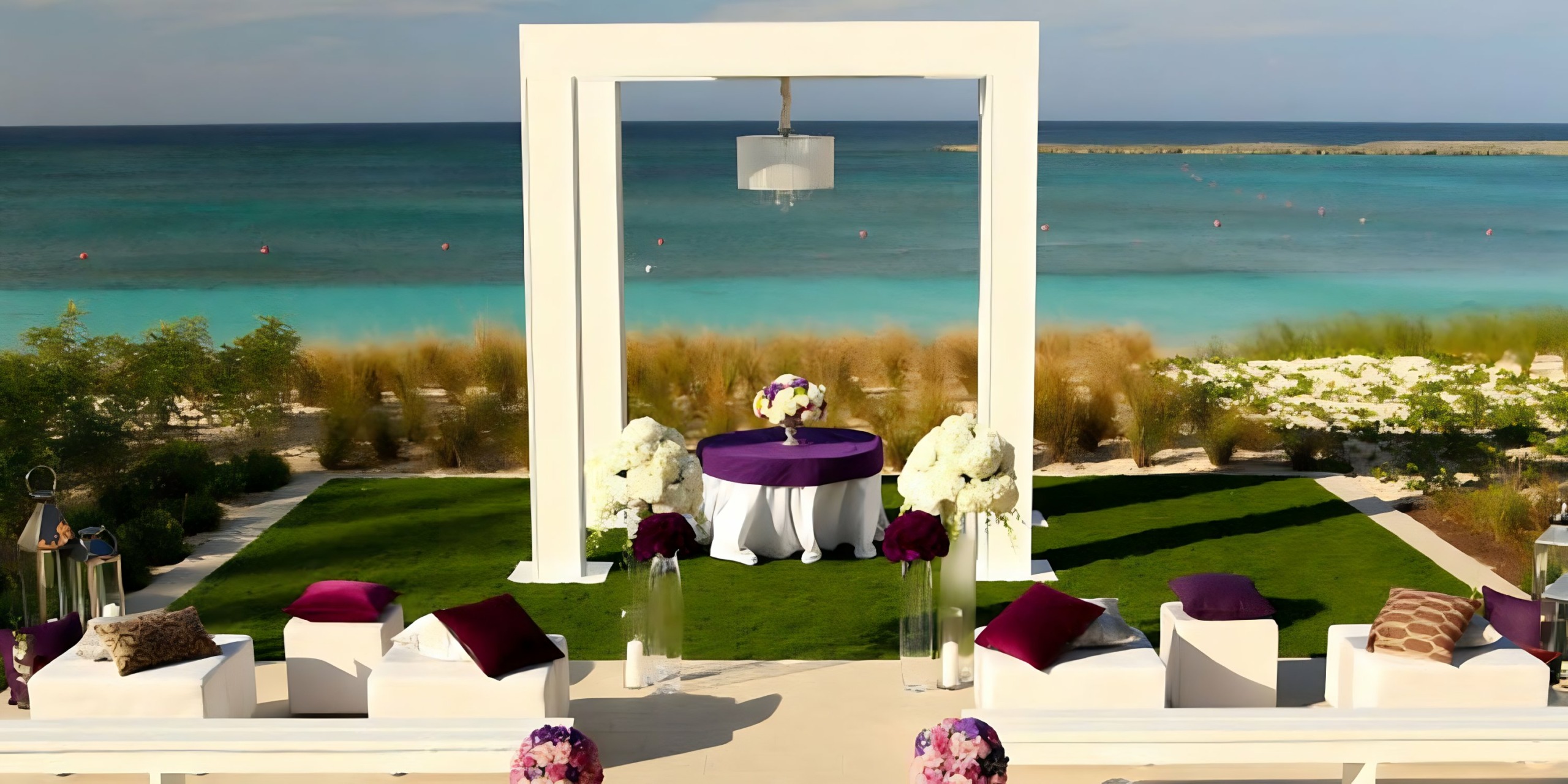 A wedding ceremony set up at The Cove at Atlantis in the Caribbean.