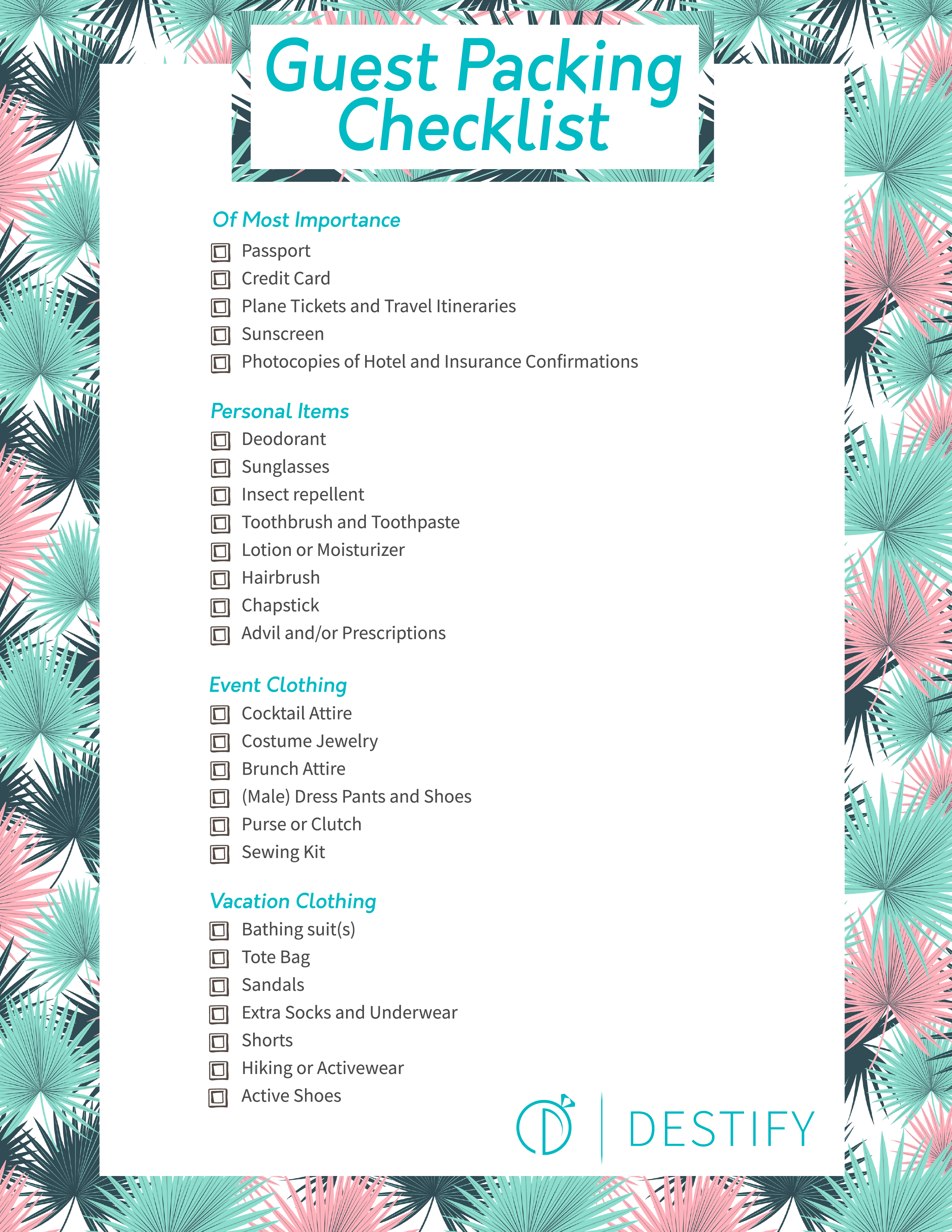 Destination Wedding Guest Packing Checklist Of Necessities