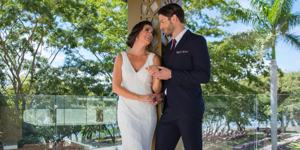 Groom with his bride at a destination wedding