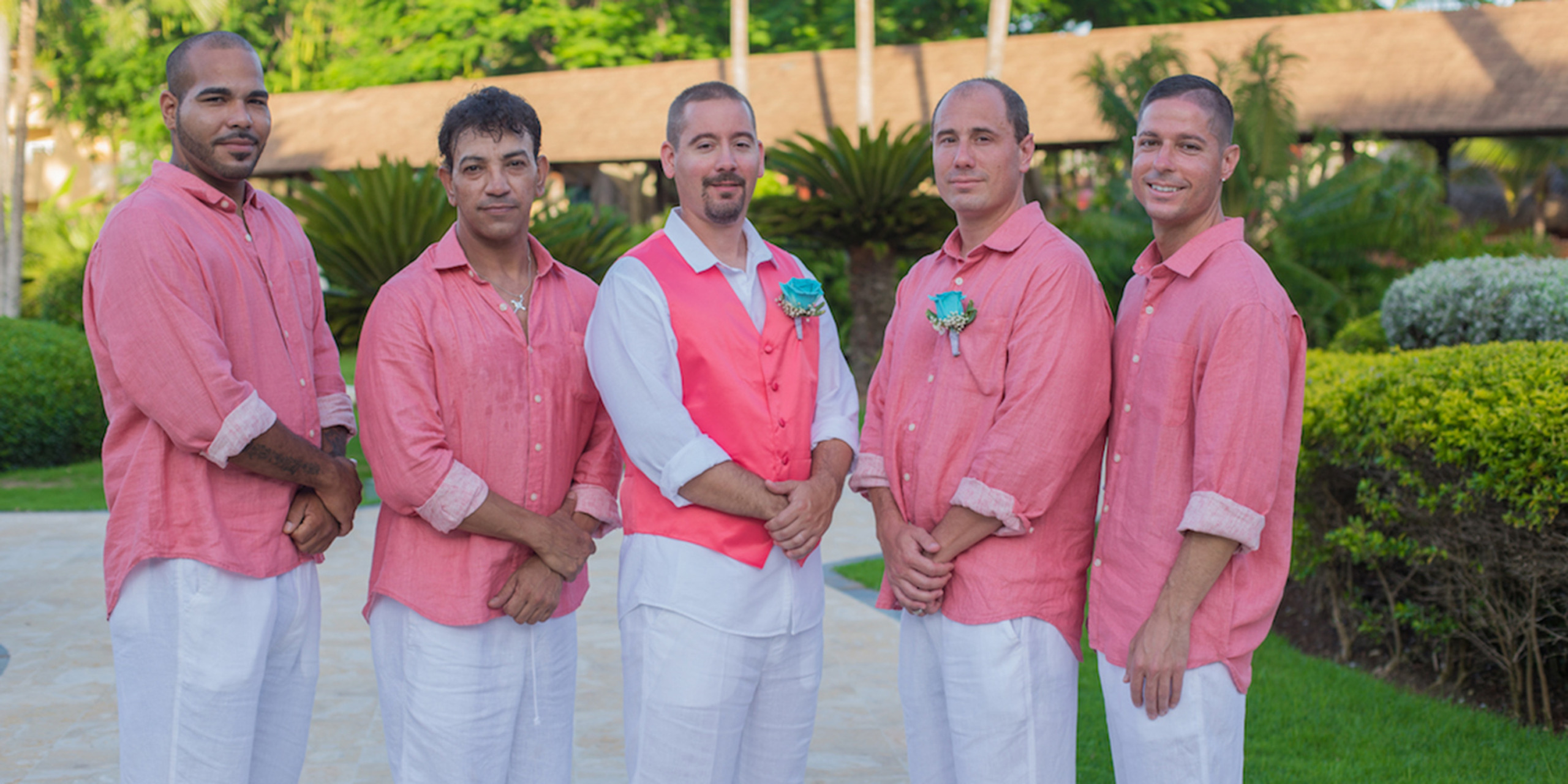 Groom Brett with his best men at the Yolanda and Brett Destify destination wedding