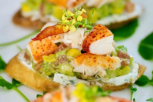 Crab appetizer Plated dinner package for wedding reception at Grand Hyatt Vail