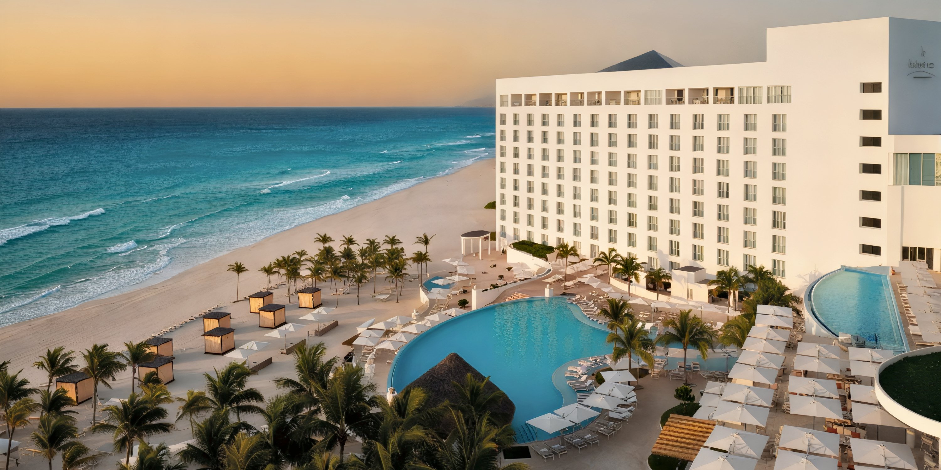 Le Blanc Spa Resort: a luxurious, beachfront, adults-only retreat featuring pools, cabanas, and breathtaking ocean views at sunset—an ideal setting for your wedding or unforgettable destination wedding.