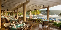Moon Palace Jamaica&rsquo;s outdoor restaurant, perfect for destination weddings, overlooks pool and ocean.
