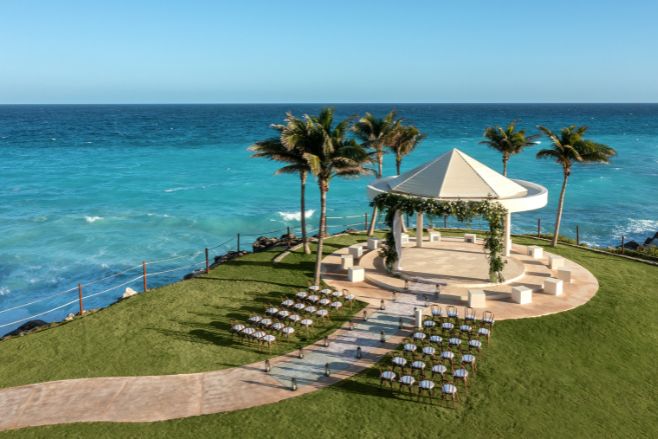 Hyatt Ziva Cancun destination weddings cliffside gazebo caribbean sea