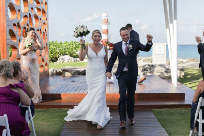 Hyatt Ziva Cancun destination weddings couple lighthouse gazebo ceremony aisle