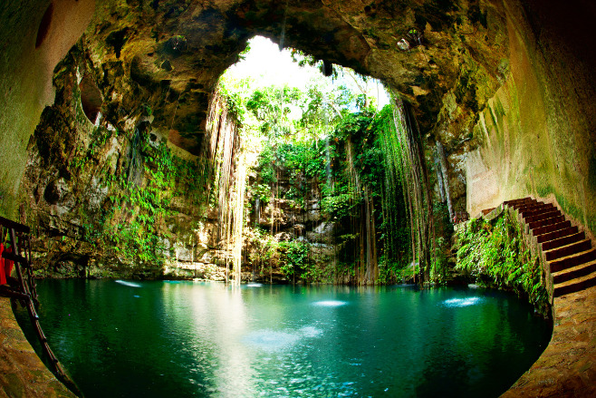 Gorgeous natural Cenote in Cancun Mexico