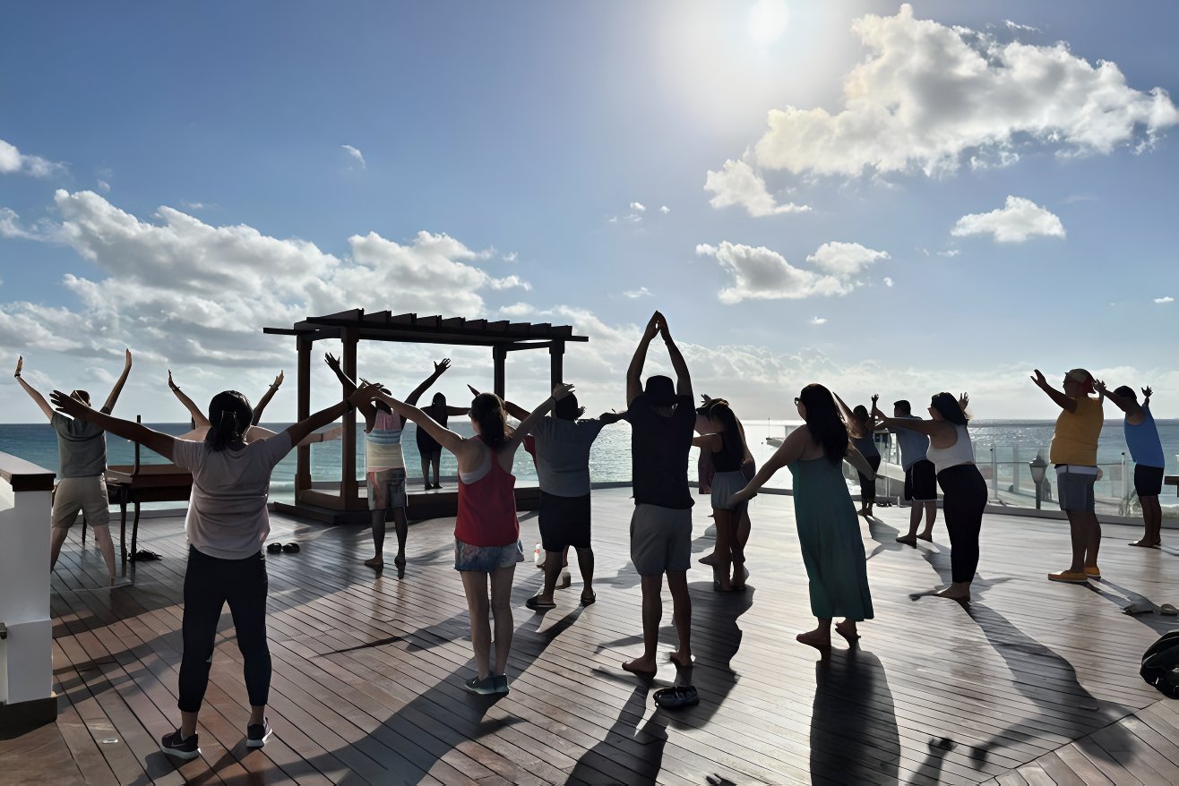 Sunset yoga class