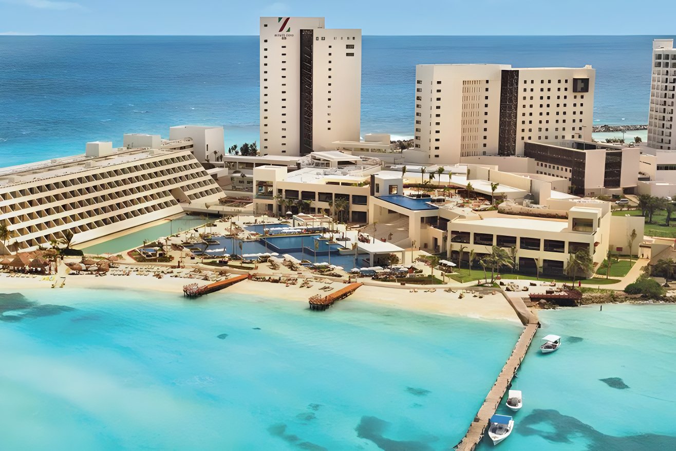 Aerial view of the all-inclusive Hyatt Ziva Cancun