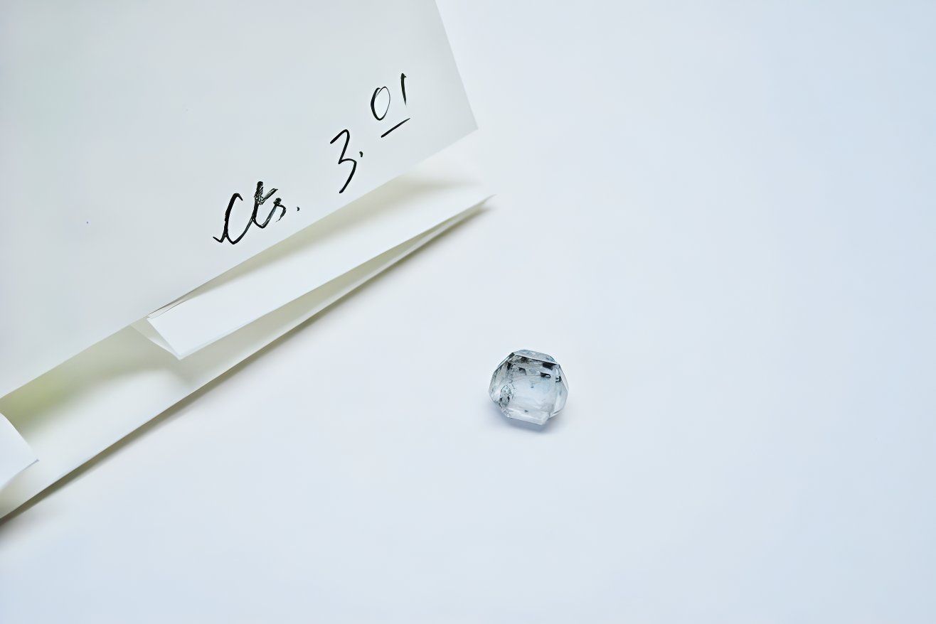 A tiny diamond on a white table