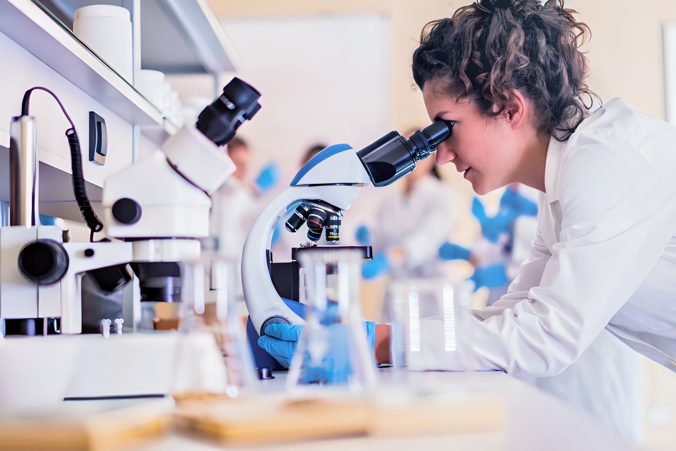 Scientist examining lab grown diamonds in their laboratory