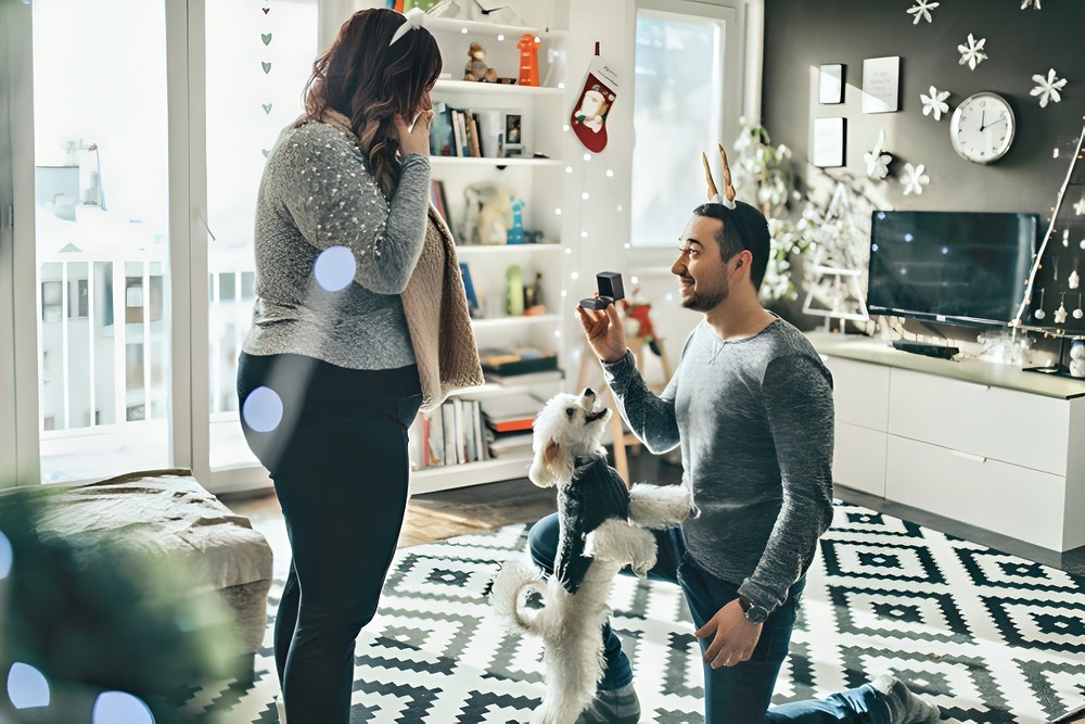 A man's proposal idea was to involve his pet dog in the proposal