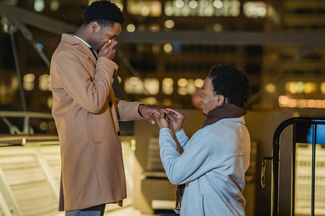 A man's proposal idea was to propose to his boyfriend on a rooftop