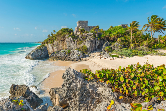 A beach in tulum on a sunny day