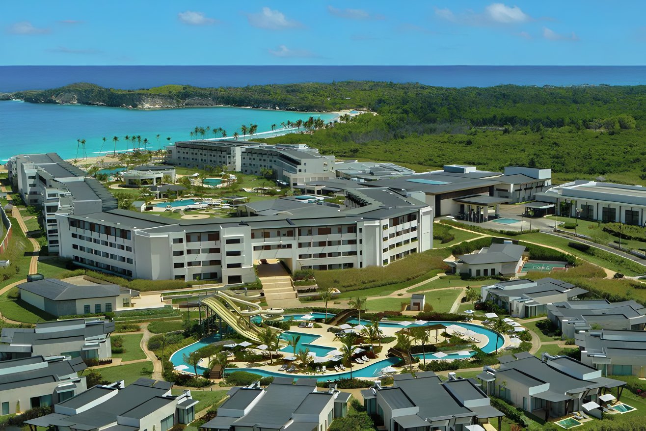 An aerial view of Dreams Macao Beach, an all-inclusive resort offering destination wedding packages under $5,000