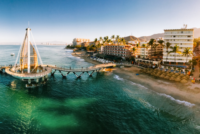 The buildings and seaside surrounding Puerto Vallarta, one of the best places to have weddings