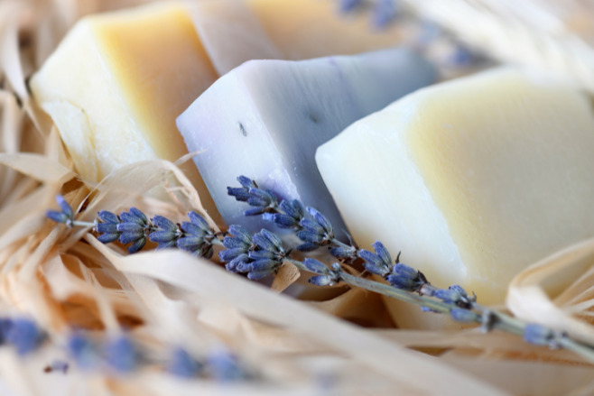 Homemade soaps on a table