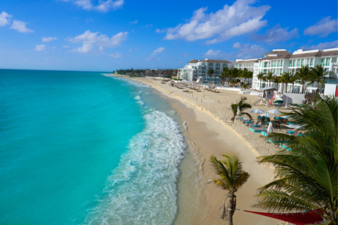 Aerial view of Riviera Maya in Mexico