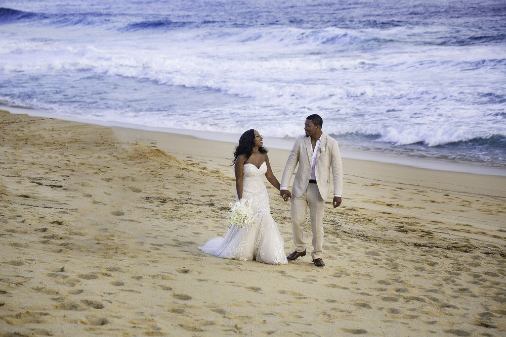 Just married at the beach