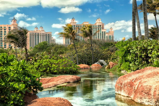 The front of an all-inclusive resort in the Bahamas