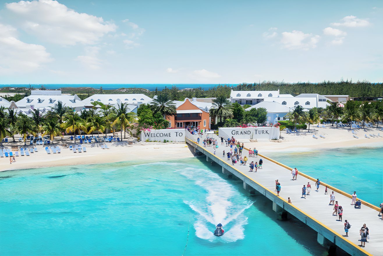 A boardwalk and a boat in Turks and Caicos