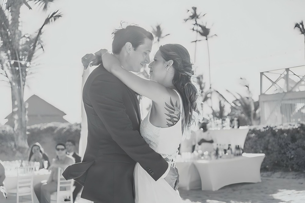 black and white destination wedding