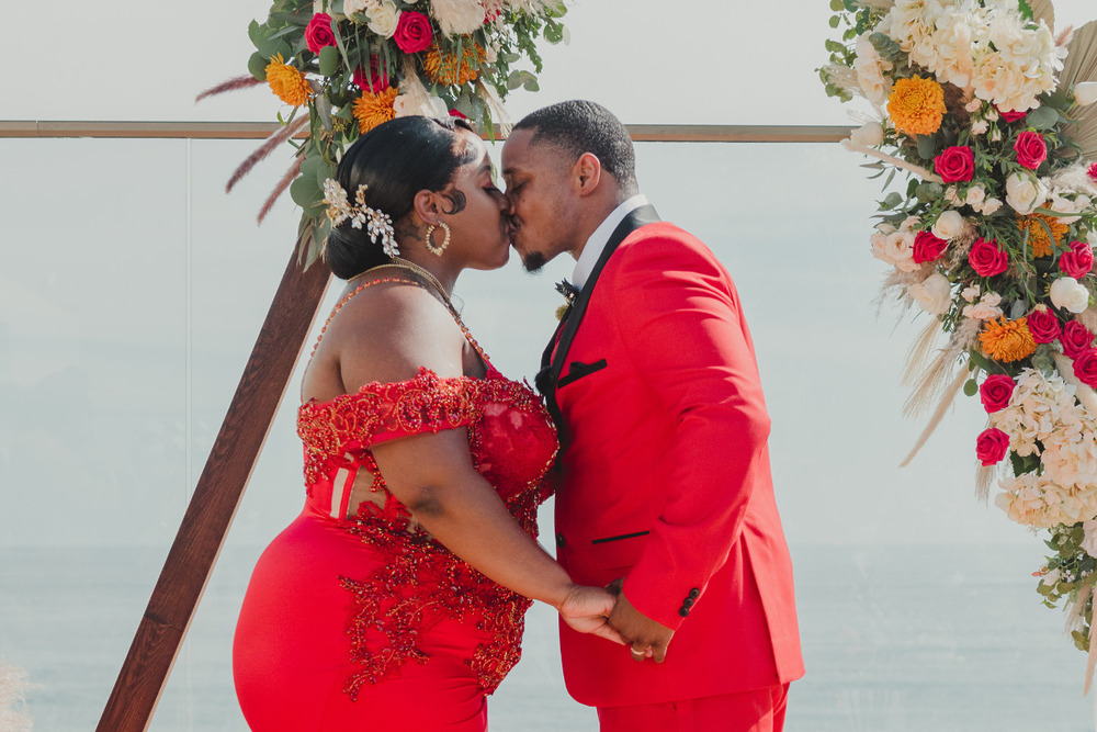 Couple kissing after their destination wedding at the best places to elope